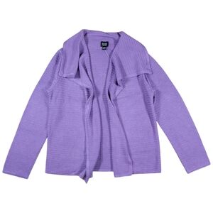 Eileen Fisher Silk Knit Cardigan Womens S‎ Purple Lavender Open Front Cascading